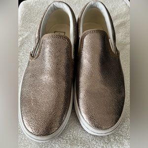 Vans Leather Slip Ons Gold Sz 7